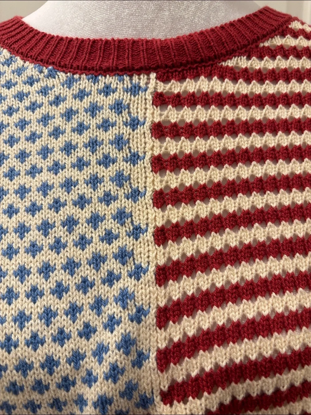 NWT SOHO & Stella US flag Striped open knit Sweater- XL